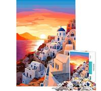 Puzzle per ragazzi da 1000 pezzi con paesaggio greco al tramonto gioco educativo regalo per compleanno attività per famiglie (dimensioni 75x50cm)