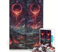 Puzzle per ragazzi da 1000 pezzi con paesaggio infuocato e anelli celesti, gioco rilassante, interazione genitore-figlio, sfida unica 50x75cm