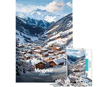 Puzzle per ragazzi da 1000 pezzi con paesaggio invernale di Megève Francia Puzzle per adulti gioco per famiglie divertente e spiritoso Ottimo regalo per gli appassionati di videogiochi (38x26cm)