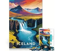 Puzzle per ragazzi da 1000 pezzi con paesaggio islandese e cascata,incastro preciso,gioco stimolante per la mente,divertimento e svago,regalo di Natale (38x26cm)