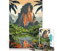 Puzzle per ragazzi da 1000 pezzi con paesaggio tropicale della giungla e montagna, pezzi a incastro, gioco divertente e tranquillo, ideale per compleanni e attività artistiche (38x52cm)
