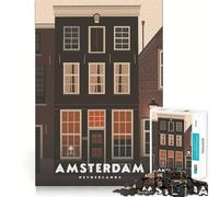Puzzle per ragazzi da 1000 pezzi con paesaggio urbano di Amsterdam,facile da assemblare,divertente attività per la mente,gioco rilassante,regalo di Natale per il tempo libero (38x52cm)