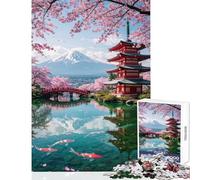Puzzle per ragazzi da 1000 pezzi con pagoda giapponese fiori di ciliegio e carpe koi Gioco educativo un'opera d'arte decorazione da parete rilassante e stimolante per la mente (50x75cm)