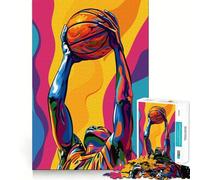 Puzzle per ragazzi da 1000 pezzi con pallone da basket in stile Pop Art,ritagli precisi,attività stimolante per la mente,momento di relax,regalo di Natale rilassante (38x52cm)