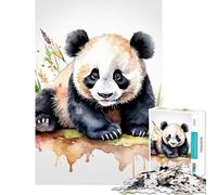 Puzzle per ragazzi da 1000 pezzi con panda ad acquerello e decorazioni floreali Aiuta a sviluppare la memoria è un gioco di assemblaggio che stimola la creatività e la memoria Decorazione da parete