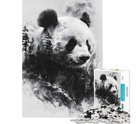 Puzzle per ragazzi da 1000 pezzi con panda doppia esposizione e luna Aiuta a stimolare la mente e a far divertire tutta la famiglia Giocattolo fai-da-te per ragazzi dai 14 anni in su (38x52cm)