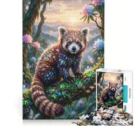 Puzzle per ragazzi da 1000 pezzi con panda rosso di cristallo e pietre preziose, decorazione da parete, gioco impegnativo e stimolante, regalo perfetto 38x52cm