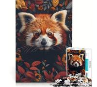 Puzzle per ragazzi da 1000 pezzi con panda rosso e ritratto floreale gioco educativo difficile collezione d'artista belle arti 38x26cm