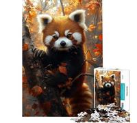 Puzzle per ragazzi da 1000 pezzi con panda rosso in autunno gioco interattivo regalo di compleanno o per tutta la famiglia (dimensioni 50x75cm)