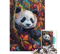 Puzzle per ragazzi da 1000 pezzi con panda tra foglie autunnali gioco interattivo e stimolante per l'intelletto ideale come regalo Una sfida impegnativa (dimensioni 75x50cm)