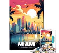 Puzzle per ragazzi da 1000 pezzi con panorama di Miami al tramonto gioco rilassante e stimolante per l'intelletto ideale come regalo per uomini e donne Un'opera d'arte (dimensioni 50x75cm)