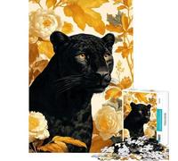 Puzzle per ragazzi da 1000 pezzi con Pantera Nera e sfondo floreale Puzzle per adulti giocattolo fai da te ideale per passare il tempo durante le vacanze o come regalo per tutta la famiglia (50x75cm)