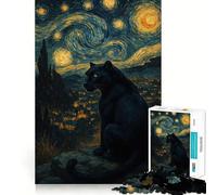 Puzzle per ragazzi da 1000 pezzi con Pantera Nera sotto un cielo stellato,incastro perfetto,gioco creativo,ideale per il tempo libero e come regalo di Natale 38x52cm