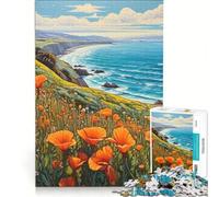 Puzzle per ragazzi da 1000 pezzi con papaveri e oceano antistress sfida impegnativa per rafforzare l'amore tra le coppie 38x52cm