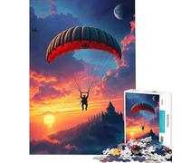 Puzzle per ragazzi da 1000 pezzi con parapendio al tramonto su un castello ideale per compleanni e Natale Giocattolo per rafforzare i ricordi decorazione da parete Adatto a persone dai 14 anni in su