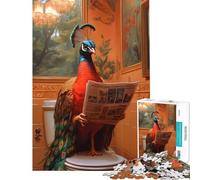 Puzzle per ragazzi da 1000 pezzi con pavone che legge il giornale e fa uso di servizi igienici Attività divertenti da fare in casa con la famiglia Giochi per famiglie dai 14 anni in su (50x75cm)