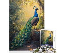 Puzzle per ragazzi da 1000 pezzi con pavone nella foresta gioco per famiglie schema di assemblaggio ideale come regalo per tutta la famiglia (dimensioni 38x26cm)