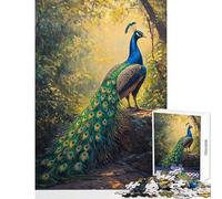 Puzzle per ragazzi da 1000 pezzi con pavone nella foresta Puzzle per adulti giochi rilassanti che migliorano la memoria regali unici e di compleanno (dimensioni 50x75cm)