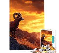 Puzzle per ragazzi da 1000 pezzi con pecora bighorn al tramonto gioco educativo sfida gioco per famiglie sfida difficile ottimo regalo per gli amanti del gioco (dimensioni 50x75cm)