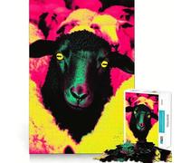 Puzzle per ragazzi da 1000 pezzi con pecora nera in neon,disegno dai bordi precisi,gioco divertente per la concentrazione,momento di relax,regalo di Natale rilassante 50x75cm