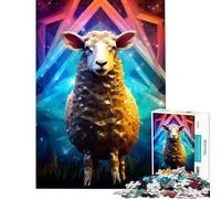 Puzzle per ragazzi da 1000 pezzi con pecore geometriche giocattolo educativo per l'apprendimento decorazione perfetta regalo di compleanno (dimensioni 38x52cm)