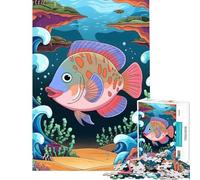 Puzzle per ragazzi da 1000 pezzi con pesci colorati e tema sottomarino giocattolo educativo per l'apprendimento in famiglia decorazione da parete regalo per donne e uomini (dimensioni 38x52cm)