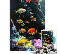 Puzzle per ragazzi da 1000 pezzi con pesci colorati in un ambiente sottomarino Giocattolo educativo per l'apprendimento ideale come decorazione o regalo di compleanno (dimensioni 50x75cm)