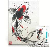 Puzzle per ragazzi da 1000 pezzi con pesci koi da dipingere a inchiostro antistress sfida impegnativa per rafforzare l'amore tra le coppie 38x26cm