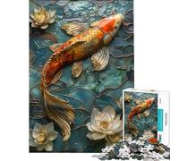 Puzzle per ragazzi da 1000 pezzi con pesci koi e vetrata artistica perfetto per compleanni e Natale Decorazione ideale Gioco impossibile per ragazzi dai 14 anni in su (38x52cm)