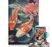 Puzzle per ragazzi da 1000 pezzi con pesci koi giapponesi giochi per famiglie decorazione perfetta collezione d'artista belle arti 50x75cm