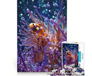 Puzzle per ragazzi da 1000 pezzi con pesci pagliaccio in un anemone, antistress, di difficoltà elevata, adatto come decorazione da scrivania 38x52cm