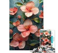 Puzzle per ragazzi da 1000 pezzi con petali rosa e fiori botanici Puzzle per adulti gioco pratico ideale per passare il tempo in casa o come regalo per tutta la famiglia (dimensioni 38x52cm)