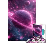 Puzzle per ragazzi da 1000 pezzi con pianeta rosa luminoso gioco stimolante giocattolo educativo migliora la memoria regalo di Babbo Natale segreto (dimensioni 75x50cm)