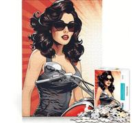Puzzle per ragazzi da 1000 pezzi con pin-up in moto giochi educativi decorazione da parete con poster abbinato e foglio di curiosità 38x26cm