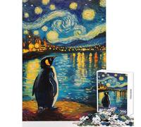 Puzzle per ragazzi da 1000 pezzi con pinguino e notte stellata giocattolo antistress decorazione da parete regalo di compleanno e originale (dimensioni 38x26cm)