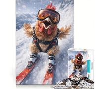 Puzzle per ragazzi da 1000 pezzi con pollo che scia, giocattolo antistress, rilassante per la mente, compleanni e occasioni speciali 50x75cm