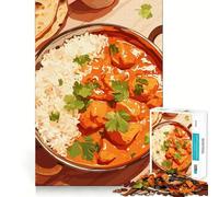 Puzzle per ragazzi da 1000 pezzi con pollo tikka masala e riso,taglio preciso,divertente puzzle logico,gioco rilassante,regalo di Natale artistico (38x26cm)