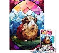 Puzzle per ragazzi da 1000 pezzi con porcellino d'India e vetrata artistica Aiuta a sviluppare la mente stimola il cervello e favorisce il relax Adatto a partire dai 14 anni 38x52cm