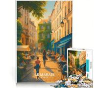 Puzzle per ragazzi da 1000 pezzi con poster del quartiere Le Marais di Parigi, gioco educativo, decorazione da parete, compleanno e Natale 50x75cm