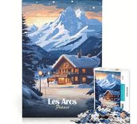 Puzzle per ragazzi da 1000 pezzi con poster della stazione sciistica di Les Arcs gioco educativo decorazione da parete compleanno e Natale 38x26cm
