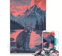 Puzzle per ragazzi da 1000 pezzi con poster di lince rossa, gioco impossibile, decorazione per la casa, collezione d'artista, belle arti 38x52cm