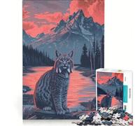 Puzzle per ragazzi da 1000 pezzi con poster di lince rossa, gioco impossibile, decorazione per la casa, collezione d'artista, belle arti 38x26cm