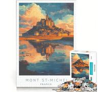 Puzzle per ragazzi da 1000 pezzi con poster di Mont Saint-Michel, gioco impossibile, regalo di compleanno, con poster abbinato e foglio di curiosità 38x26cm