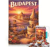 Puzzle per ragazzi da 1000 pezzi con poster di viaggio di Budapest, gioco pratico, difficile e stimolante, regalo per chi cerca un gioco impegnativo 38x26cm