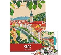 Puzzle per ragazzi da 1000 pezzi con poster di viaggio di Graz Austria Puzzle di precisione per ragazzi interattivo genitore-figlio rompicapo giochi per famiglie 38x52cm