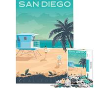 Puzzle per ragazzi da 1000 pezzi con poster di viaggio di San Diego gioco impossibile giocattolo educativo ottimo regalo per gli amanti dei giochi antistress (dimensioni 38x52cm)