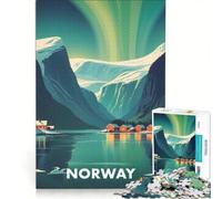 Puzzle per ragazzi da 1000 pezzi con poster di viaggio sulla Norvegia, gioco pratico, difficile e stimolante, cerca un gioco impegnativo 50x75cm