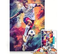 Puzzle per ragazzi da 1000 pezzi con protagonisti dei calciatori gioco interattivo ideale per passare il tempo durante le vacanze con poster e foglio di curiosità abbinati 50x75cm