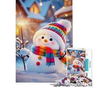 Puzzle per ragazzi da 1000 pezzi con pupazzo di neve festivo e scintillante Puzzle per ragazzi gioco pratico per passare il tempo a casa durante le vacanze (dimensioni 38x26cm)