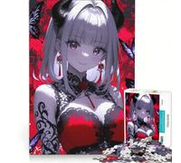 Puzzle per ragazzi da 1000 pezzi con ragazza anime con corna da diavolo, gioco rilassante, analisi e logica, per migliorare l'amore tra le coppie 50x75cm